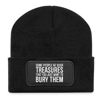 some people are such treasures that you just want - Recycelte Patch Beanie - Schwarz - Vorne