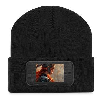 Poster Illustration Warrior Woman - Recycled Patch Beanie - black - Front