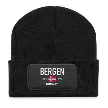 Bergen - Norway - Coordinates - Flag - Recycled Patch Beanie - black - Front