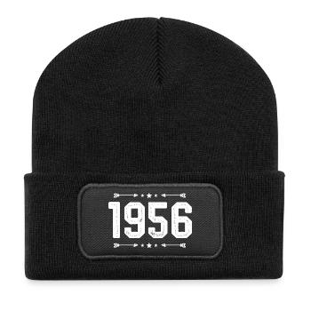Vintage 1956 Vintage 69th Birthday 1956 - Recycled Patch Beanie - black - Front