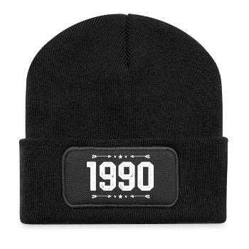 vintage 1990 vintage 35th birthday 1990 - Recycled Patch Beanie - black - Front