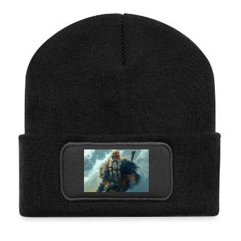 Poster Illustration Viking - Beanie recyclé à patch - noir - Devant
