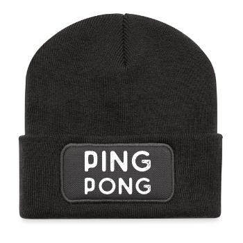 Ping Pong Spruch Geschenk Sport Geschenkidee - Recycelte Patch Beanie - Dunkelgrau - Vorne
