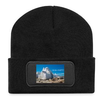 Vieille ville de Mykonos Église de Panagia Paraportiani - Beanie recyclé à patch - noir - Devant
