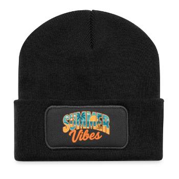 Vacances à la mer | Ambiance estivale | Coquillage - Beanie recyclé à patch - noir - Devant