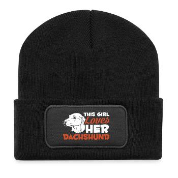This Girl Loves her Dachshund - Recycled Patch Beanie - black - Front