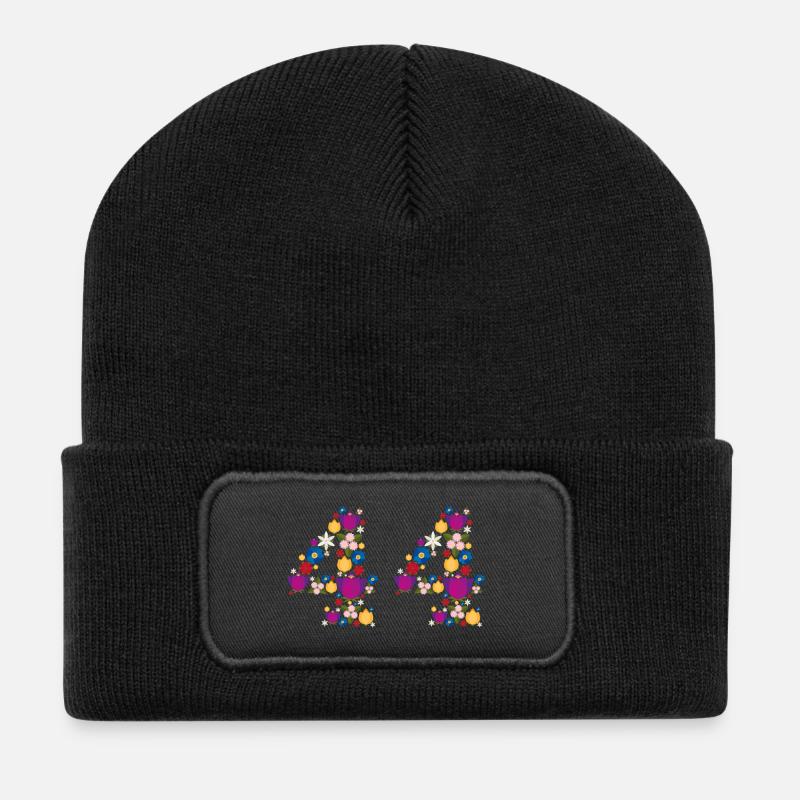 Flowers 44 - Recycled Patch Beanie - black