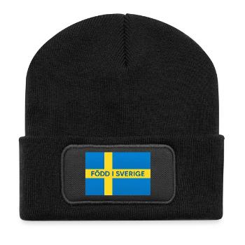 Drapeau suédois – Né en Suède - Beanie recyclé à patch - noir - Devant