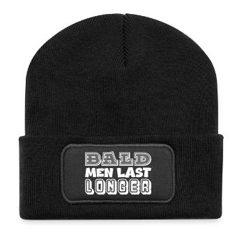 Bald Men Last Longer Typography - Recycled Patch Beanie - black - Front