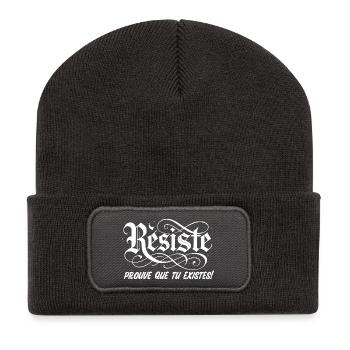 Resist, prove that you exist! - Recycled Patch Beanie - dark grey - Front