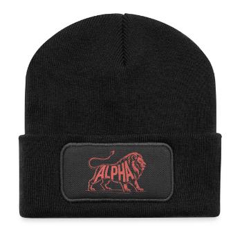 Alpha - Cooles Löwen-Logo - Recycelte Patch Beanie - Schwarz - Vorne