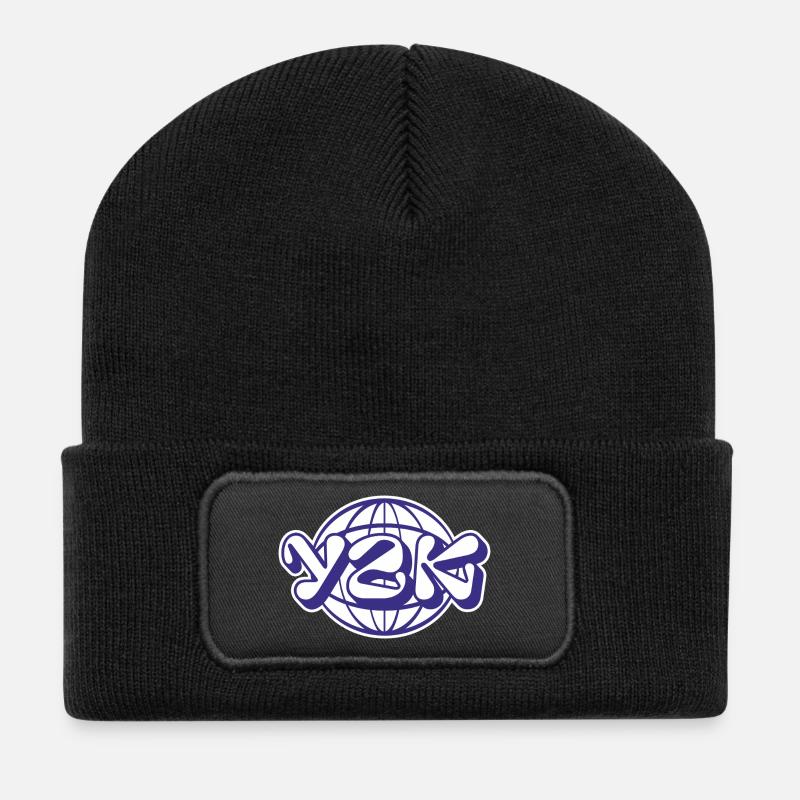 Y2K - Recycelte Patch Beanie - Schwarz