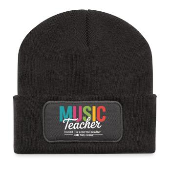 Vibrant Music Teacher Illustration - Recycled Patch Beanie - dark grey - Front