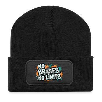 Pas de freins, pas de limites Skater urbain Street Fashion - Beanie recyclé à patch - noir - Devant