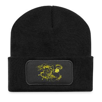 Abstrakt - Recycelte Patch Beanie - Schwarz - Vorne