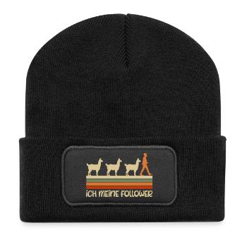 Alpaga Fan JE VEUX DIRE FOLLOWERS Rétro Drôle - Beanie recyclé à patch - noir - Devant
