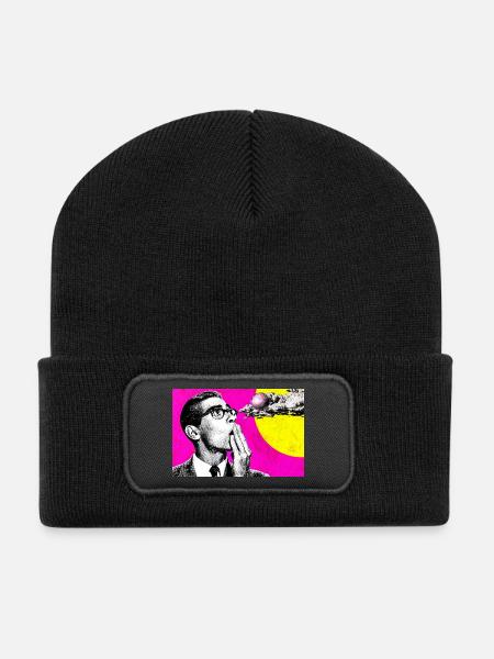 Retro Innovatives und surreales Denken - Recycelte Patch Beanie - Schwarz