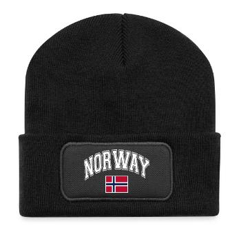 Norwegen Flagge - Recycelte Patch Beanie - Schwarz - Vorne