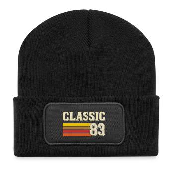 Retro Classic 83 – Born 1983 Vintage Birthday - Recycled Patch Beanie - black - Front