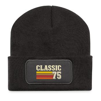 Retro Classic 75 – Born 1975 Vintage Birthday - Recycled Patch Beanie - dark grey - Front