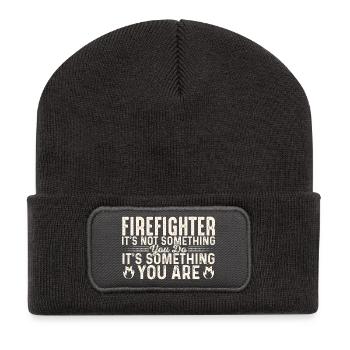 Motif de dicton des pompiers pour les pompiers - Beanie recyclé à patch - charbon - Devant