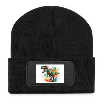 Dessin animé T-Rex aux couleurs vives - Beanie recyclé à patch - noir - Devant