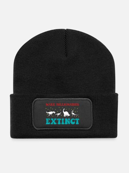 Milliardäre aussterben lassen - Recycelte Patch Beanie - Schwarz
