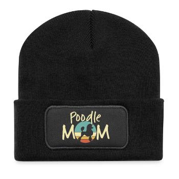 Moine caniche Rétro coucher de soleil Design - Beanie recyclé à patch - noir - Devant