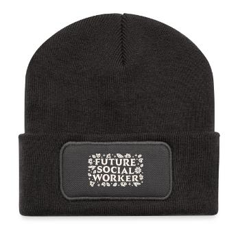 Futur travailleur social, étudiant aux cycles supérieurs - Beanie recyclé à patch - charbon - Devant