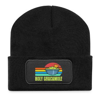 Holy Guacamole Retro Funny Avocado Dip Pun - Recycled Patch Beanie - black - Front