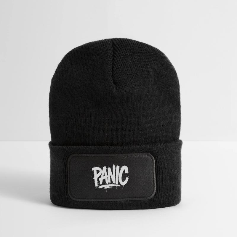 PANIC Expressive Grau-Ästhetik mit Risiko-Bothrin Recycelte Patch Beanie