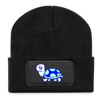 Tortue Peur Timide Triste Malheureux - Beanie recyclé à patch - noir - Devant