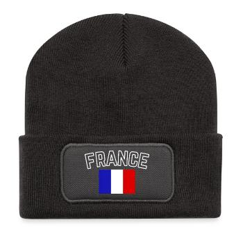 France – French Flag - Recycled Patch Beanie - dark grey - Front