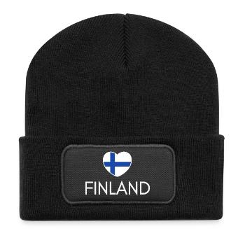 Cœur avec drapeau finlandais, j’aime la Finlande - Beanie recyclé à patch - noir - Devant