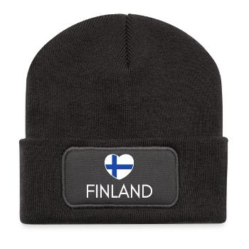 Heart with Finland flag, I love Finland - Recycled Patch Beanie - dark grey - Front