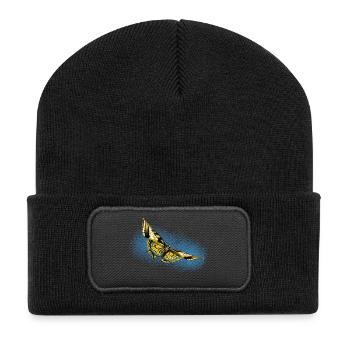 Yellow Butterfly Blue Accent - Recycled Patch Beanie - black - Front