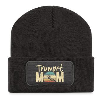Trompete Mama Retro Vintage Marching Band Design - Recycelte Patch Beanie - Dunkelgrau - Vorne