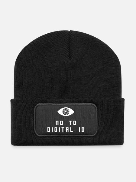 No to Digital ID - Recycled Patch Beanie - black