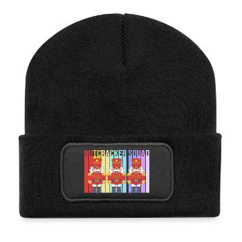 Nussknacker Weihnachten - Recycelte Patch Beanie - Schwarz - Vorne