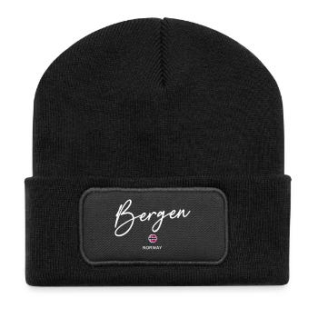 Bergen - Norway Flag Lettering - Norge - Norwegen - Recycled Patch Beanie - black - Front