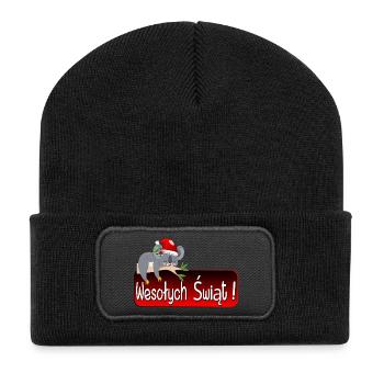 życzenia wesołych świąt - Recycelte Patch Beanie - Schwarz - Vorne