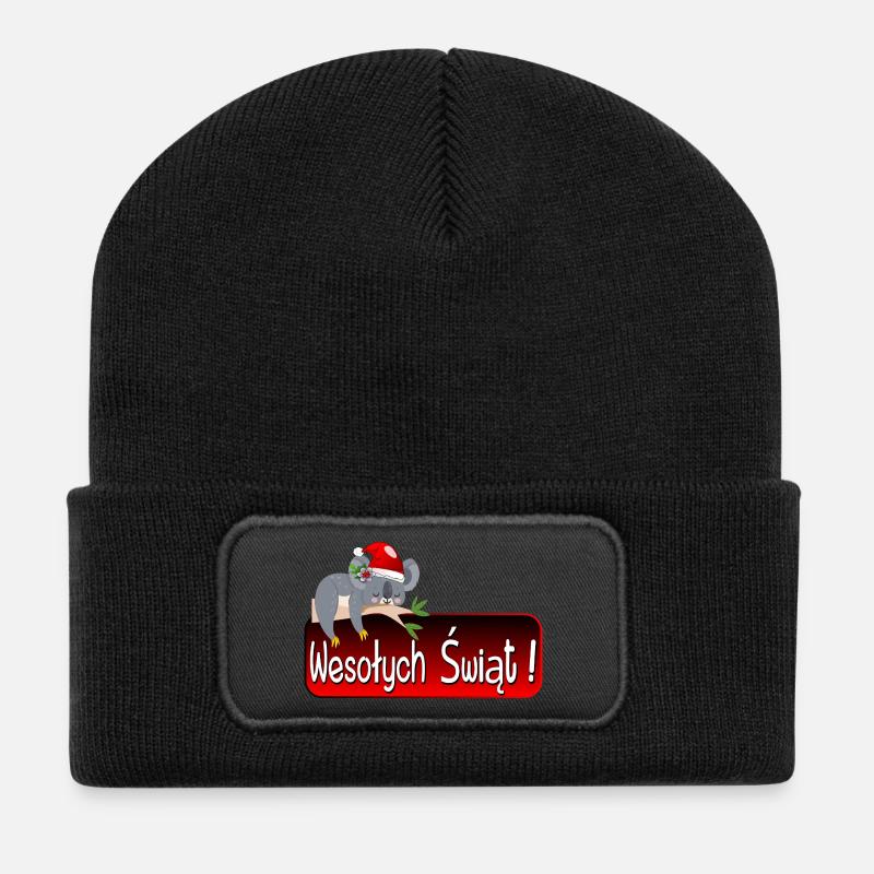 życzenia wesołych świąt - Recycelte Patch Beanie - Schwarz