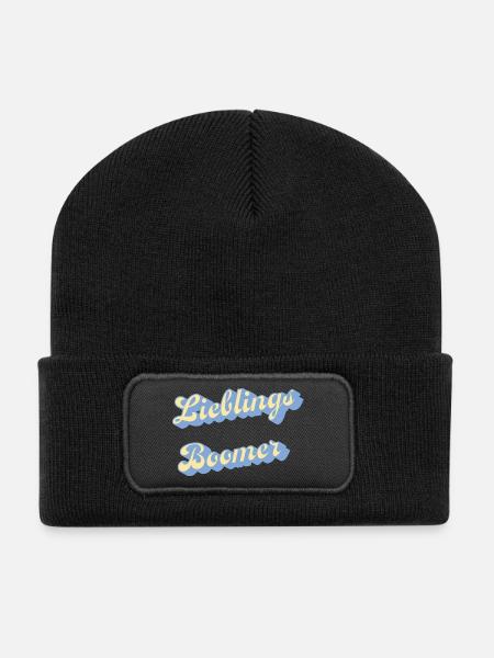 Favorite Boomer Retro Script - Recycled Patch Beanie - black
