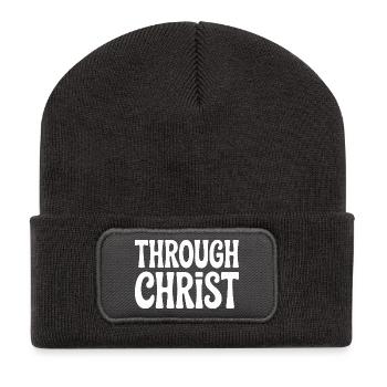 Trough Christ Jesus Christians Faith - Recycled Patch Beanie - dark grey - Front