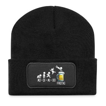 Freitag Wochenende Bierliebhaber Biertrinker - Recycelte Patch Beanie - Schwarz - Vorne