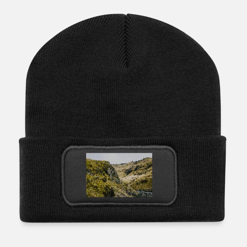 Hügelland Impression Kulisse - Recycelte Patch Beanie - Schwarz