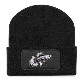 White Guppy Design – Poisson d’aquarium - Beanie recyclé à patch - noir - Devant