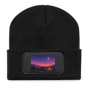 Moonlit Night Knight by the Fire - Recycled Patch Beanie - black - Front