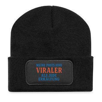 Virale Posts - Recycelte Patch Beanie - Schwarz - Vorne