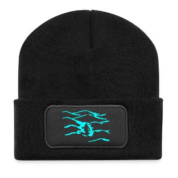 Mogul skiing - Recycelte Patch Beanie - Schwarz - Vorne